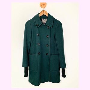 Green J.Crew Wool Coat 00 0 XS XXS Double Breasted